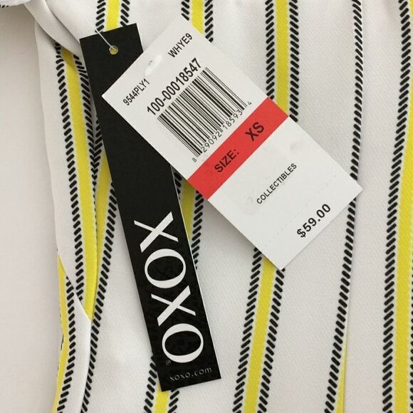 XOXO New White Stretch Dress with Yellow Stripes - Picture 12 of 15